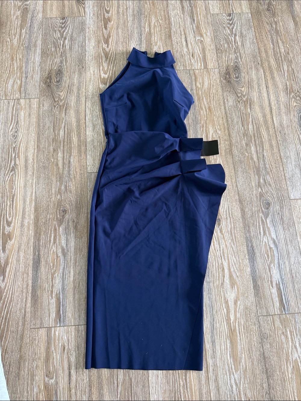 Chiara Boni Deep Navy One-Shoulder Midi Dress